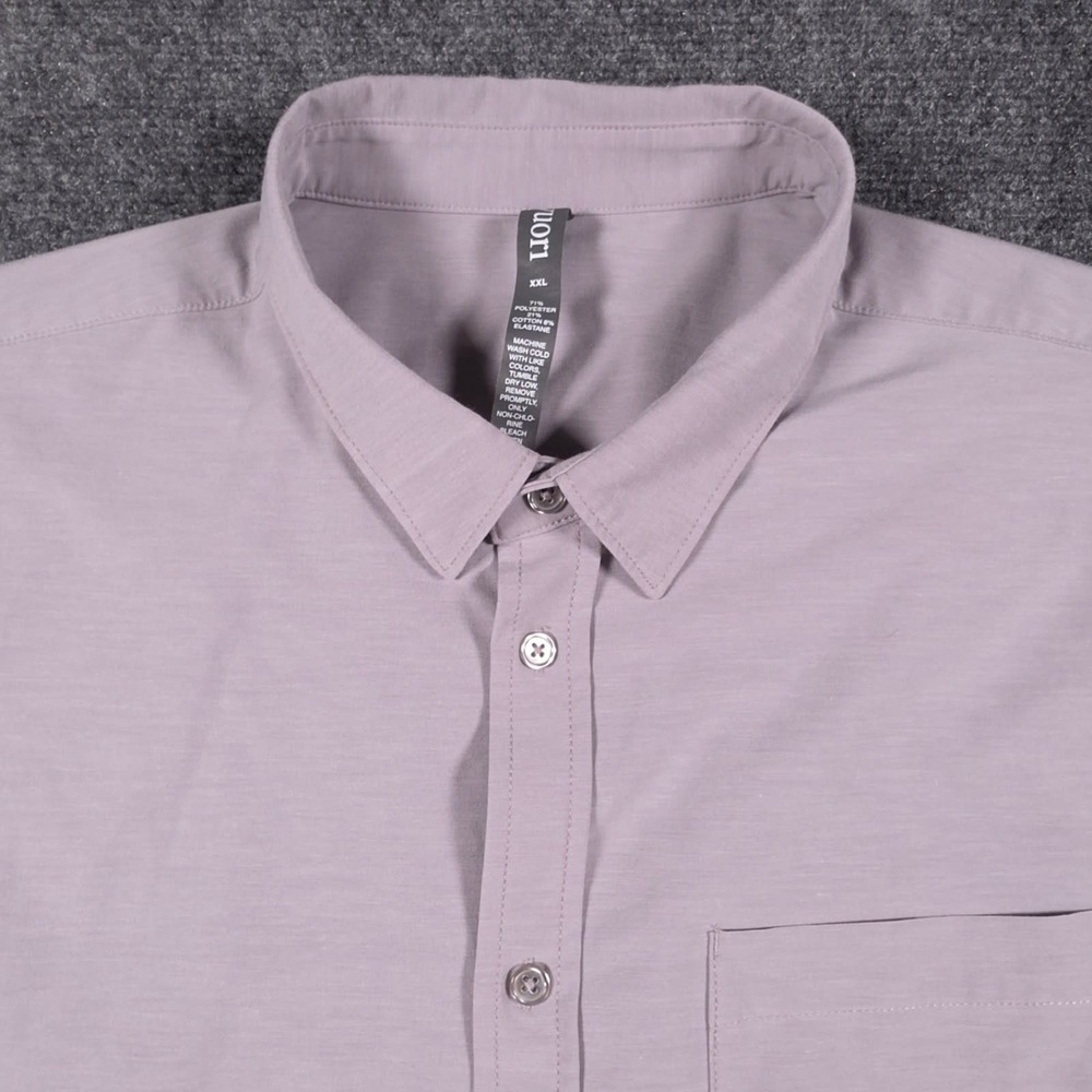 Vuori Woven Bridge Shirt Mens 2XL Gray Short Sleeve Stretch Athletic Fit